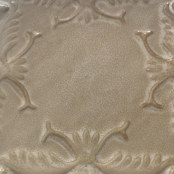 ❤️Ceramic candle plate, 6.5” x 6.5”. CA Pantry. Taupe color with glossy finish. - Picture 5 of 6